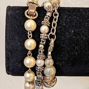 Three Pearl Type Bracelets To Wear Together or Separately